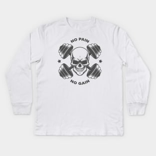 No Pain No Gain Skull Kids Long Sleeve T-Shirt